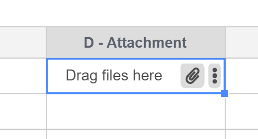 Use the attachment data type to upload files into your spreadsheet